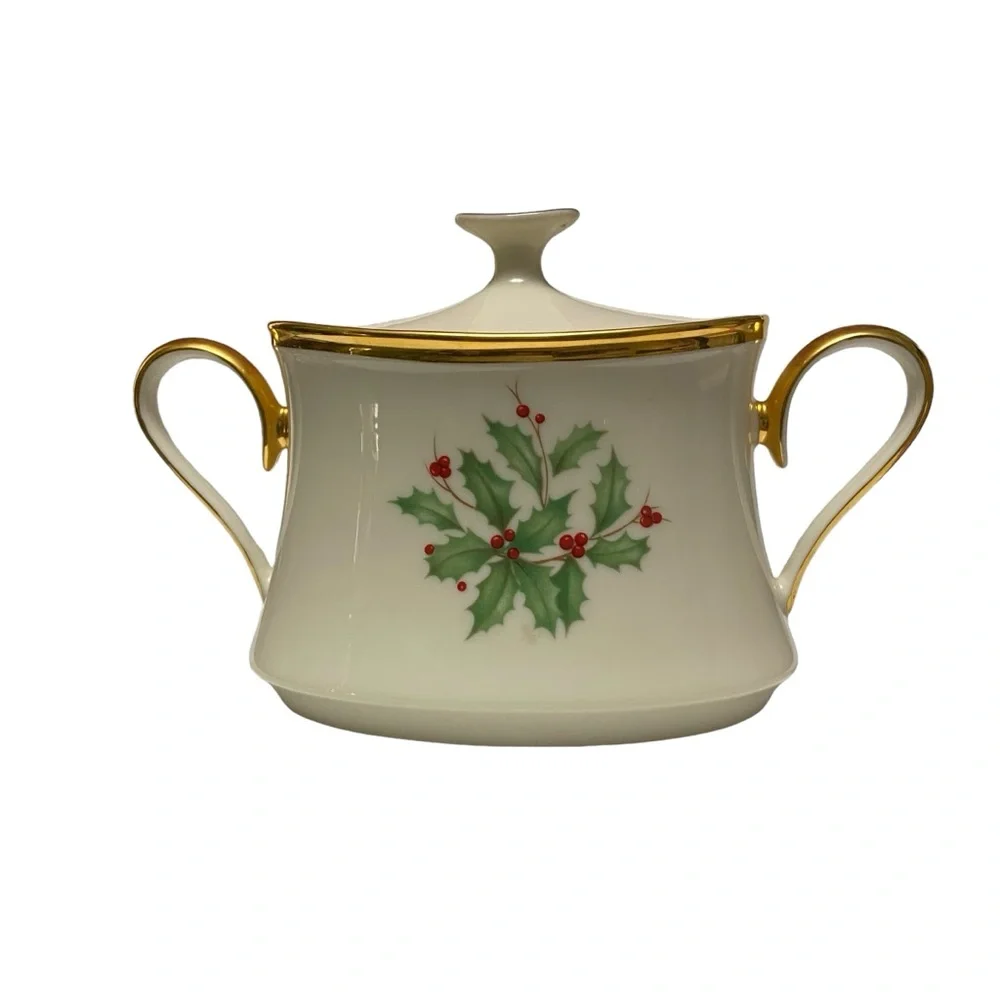 Sugar Bowl and Lid Holiday Dimension By Lenox